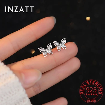 INZATT Reálne 925 Sterling Silver Zirkón Motýľ Hmyzu Stud Náušnice Pre Ženy Trendy Jemné Šperky Minimalistický Príslušenstvo