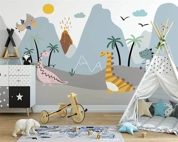 beibehang Vlastné nové, moderné Nordic ručne maľované dinosaura abstraktné lesných zvierat detskej izby pozadí papier peintwallpaper