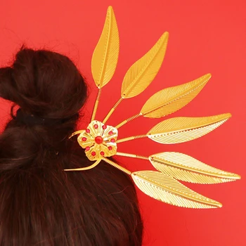 Thajský Headdress Klasické Retro Dievča Vlasy Príslušenstvo Leaf Účes Design Tool U Shape Vlásenky
