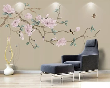 beibehang abstraktných de parede Prispôsobené modernej 2019 nový Čínsky štýl, ručne maľované kvet magnólie gauč, TV joj, papier peint