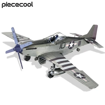 Piececool Model Budovy Súpravy P-51 Mustang 3D Puzzle Narodeninám pre Mladistvých Montáž HOBBY Hračky pre Mozgu Teaser