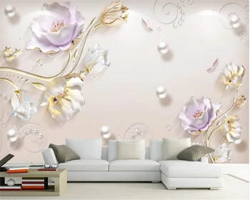 beibehang Prispôsobiť Európskej 3D tapeta Šperky úľavu jednoduchý a štýlový tulipány pozadí stenu, dekorácie, maliarstvo, tapety