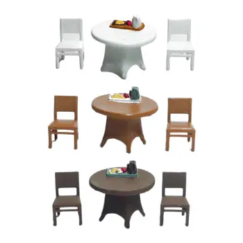 3 Kusy 1:64 Rozsahu Stôl a Stoličky Rozloženie Dioráma Ploche Ornament Micro Krajiny Filmové Rekvizity Plážové Scenérie Živice Remesiel Dekor