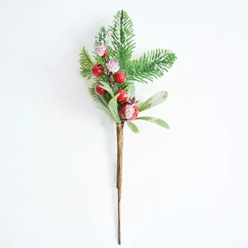 4pcs 31 cm Umelé Cypress Rastlín Olivové Listy Červené Bobule Vianočné DIY Domáce Dekorácie