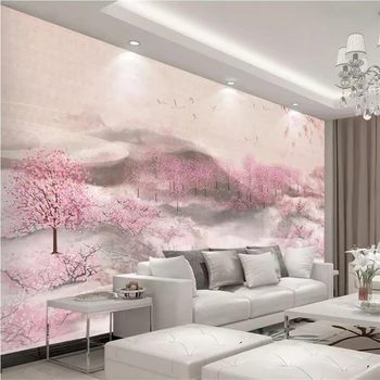 Beibehang Vlastnú Tapetu 3D Nový Čínsky Sansheng III Shili Peach Blossom Gauč TV Pozadí Stene Obývacej Izby, spálne, tapety