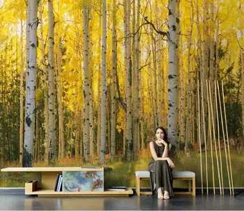 custom Birch scenériou lesa Nástenné Maľby, tapety pre Obývacia Izba Gauč TV Spálňa Pozadí 3D samolepky na Stenu Abstraktných De Parede
