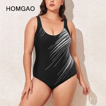 HOMGAO Sexy Tlač Plavky Ženy Jeden Kus Push Up Plavky U-Backless plavky 2023 Plus Veľkosť Kombinézu Šport Plaviek