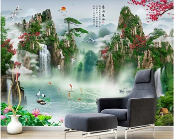 beibehang Krásne Čínsky štýl krajiny vodopád dekorácie 3d tapety, vysoké hory osobnosti vody papier peint