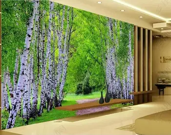 Vlastné nástenné 3d foto tapety Zelený les avenue prírodné scenérie domova obývacia izba tapety na steny 3 d v kotúčoch