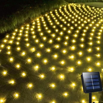 200 LED Solárne Čistý Osvetlenie, Vonkajšie Oka Svetlá Vodotesné Puzdrá Čistého Svetla Slnečnej Záhrade Strom Zabaliť Svetlo na Záves Balkón Dekor