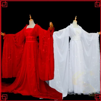 Vintage Pôvodné Biela Červená Intimity Dobré Sestry Ženské Drak, Víla Kostýmy Hanfu Cosplay Fáze Výkonu Tanečné Oblečenie