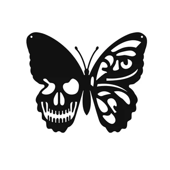 Lebka Motýľ Kovové Nástenné Art Decor Stene Visia Tabule Ornament zo Železa Stena Socha Prihláste sa pre Vnútorné Vonkajšie Domov