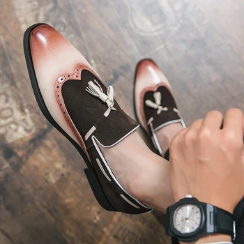 Bullock High-end Topánky Strapec Mokasíny Mužov Slip-on Ukázal Prst Dizajnér Ležérne Topánky Originálne Nové Moccasin Luxusné Kožené Topánky