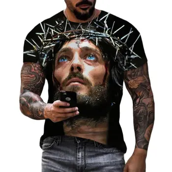 Nové Mužov a Žien Ježiša Krista 3D Vytlačené T-shirt, Veľké 6XL