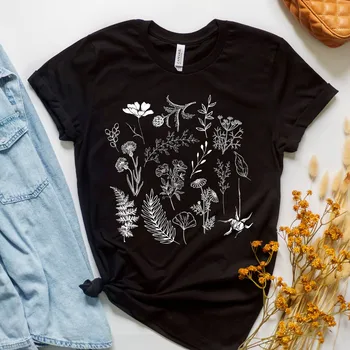 Botanická T Shirt Rastlín Milovník Prírody Wildflower Estetické Boho Vintage Kvety Kvetinové