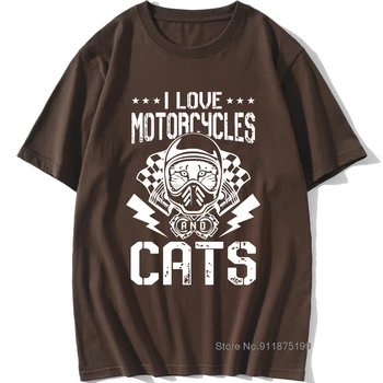 Som rád, Motocykle a Mačky Retro Bavlna Mužov Krátky Rukáv T Shirt Zábavné Letné Tričko pohodlné Topy, Tričká, Vintage