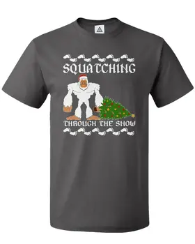 Squatching Snehom Vtipné Vianočné Dovolenku Škaredé Vianoce Unisex Tričko Tričko