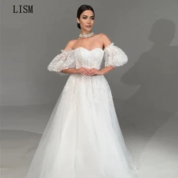 LISM A-Line Tylu Svadobné Princezná Šaty Off Ramenný Elegantné Formálne Svadobné Šaty Milú Korzet Späť Plus Veľkosť Zákazku