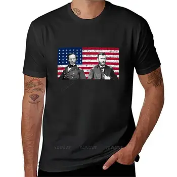 Sherman A Grant S Americkou Vlajkou T-Shirt vlastné tričko letné šaty, Krátky rukáv mužov grafika tričká