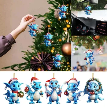 Nový Roztomilý Kreslený Modrý Drak Dieťa Prívesok Akryl Zavesenie Ozdoby Na Vianočný Strom Dekorácie Nový Rok je Dar Strana Dodávky