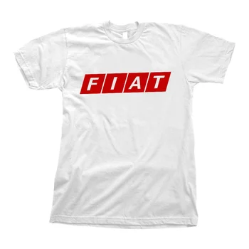 Fiat vintage logo t-shirt tlače. Červený tlač na super mäkké biele tričko.