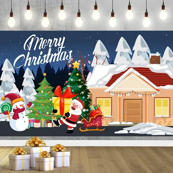 Vianočné obrie transparenty,vlajky,domov dovolenku dekorácie,garážové brány,pozadia, outdoor, starých ľudí,darčeky,snehuliaci,stromy,2024