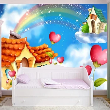 фотообои Vlastnú tapetu 3d teplé rainbow rozprávkové detské izby pozadí stenu, dekorácie, maliarstvo, abstraktných de parede 3D обои