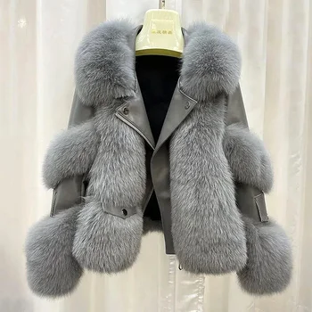 2023 Zimné Ženy Fox Kožušiny Imitácia Kožušiny Kabát Hrubé a Teplej Kvality Dlhý Rukáv Fashion Krátka Bunda