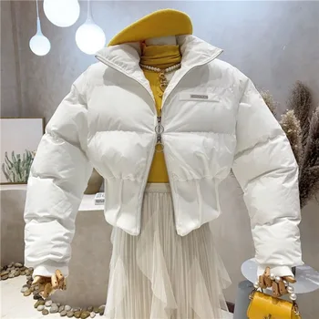 2023 Nové Zimné Oblečenie, dámske Bundy Pribrala Bavlna Kabát Krátky Instagram Trendy Chlieb Kabát kórejský Voľné Pás Bavlna Kabát