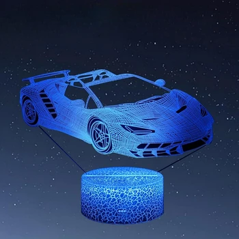 Športové Auto Nočné Svetlo pre Chlapcov Spálňa 3D Ilúziu Lampa LED 7 Farieb Zmena Izba Dekor Narodeniny Vianočný Darček Dospievajúce Deti