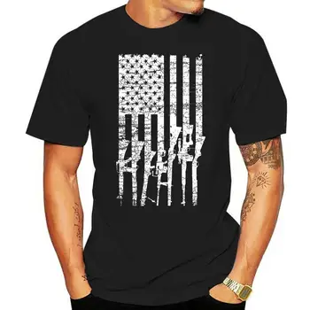 2022 Hot predaj 100% bavlna Módne USA Zbraň Pušky Vlajka Armády Vojenské Tričko Zbraň Tričko Tee Tričko