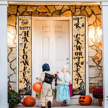 Strašidelné Halloween Pozadí Halloween Verandu Prihlásiť Strašidelné Halloween Dekorácie Strašidelný Dom Tekvica Vzor Dvere Bannery pre