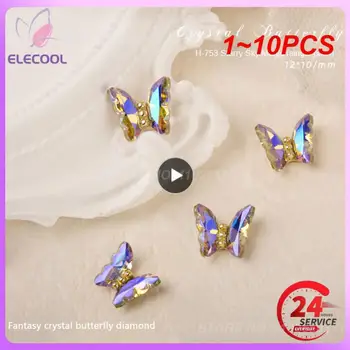 1~10PCS-Motýľ, Nail Art Designer Kúzlo 3D-Luxusné Crystal Motýľ Nail Art Decor 12X10mm Zliatiny Motýľ Manikúra