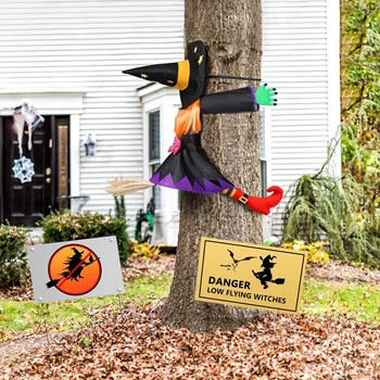 Halloween Čarodejnice Bábika Nádvorie Čarodejnice Narazil Do Stromu Zábavné Dvere Verandu Strom Hračky Bosorka Na Metle Strom Prívesok Rekvizity