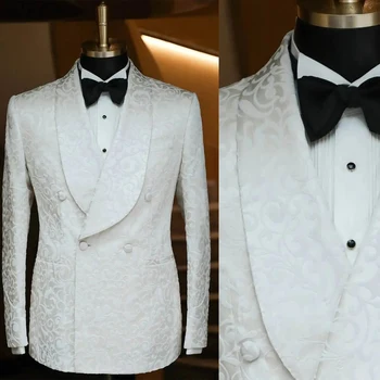 Luxusné pánske Obleky na Mieru Jeden Kus Sako Jedno Tlačidlo Úplnej Klope Žakárové Smoking Svadby Ženích Formálne Zákazku Plus Veľkosť