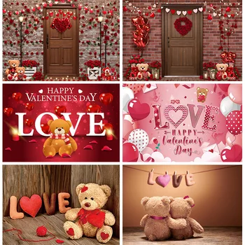 Macko Happy Valentine Day Pozadie Fotografie Ružová február 14 Láske a Priateľstve, Dekorácie Banner Foto Pozadia