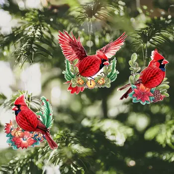3ks Honeycomb Vták Vianočné Ozdoby Prívesok Scény Rozloženie Tvorivé Tvar 3D Efekt Vianočný Strom Prívesok Party Decor