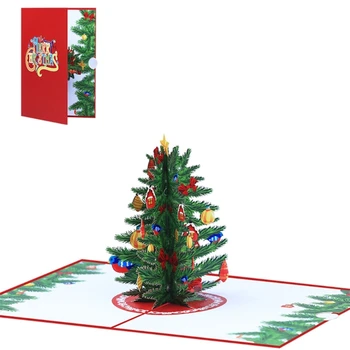 652F 3D PopUp Vianočný Stromček Karty Blahoželanie Krásne Remeslo na Dovolenku Oslava Slávnostné Darčekové Karty
