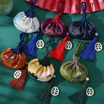 Dragon Boat Festival Dávke Parfum Taška Prázdny Vak Vyšívané Lotus Taška Prenosná Starožitné Tradičné DIY Materiál Pack