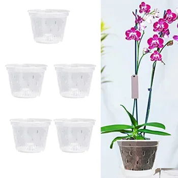 Orchidea Hrnce Jasné, Orchidea Hrnce 5 Palcov Jasné, Odolnosť High-Kvalitný Materiál Dlhovekosť Plastové Biele 5 ks Plastové