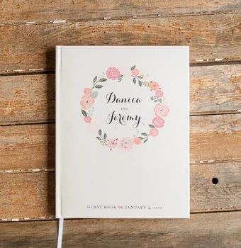 Blush kvetinový vlastné Svadobné Kniha Hostí osobné svadba vestník prihláste knihy rustikálny kniha návštev ružová svadobný dar, baby knihy