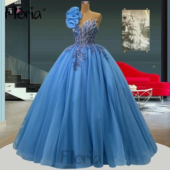 Ohromujúci Modrá Princezná Šaty Opuchnuté plesové Šaty, Luxusné Prom Šaty pre Svadobné Party 2023 Sweet 16 Vestidos De 15 Años De Vestidos