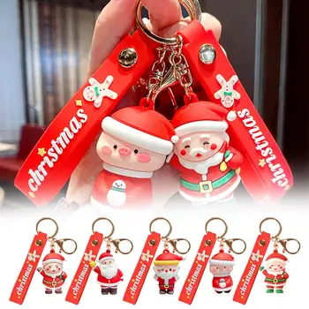 Kľúčové Vianočné Ozdoby Farebná Karikatúra Roztomilý Kreslený Taška Kompaktný Keychain Santa Prenosné Príslušenstvo Claus Keychain Q0M5