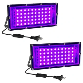 2Pack LED Svetlá Čierna Ultra Tenké Blacklight Flood Light Pre Svietiť Strany, Halloween,Žiarivka, Plagát,Telo Maľovať NÁS Plug