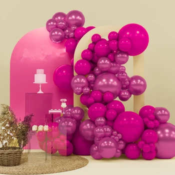 109Pcs Rôznych Veľkostí Kovové Magenta Pink Latexové Balóny Garland Arch Držiak pre Narodeniny, Svadby Baby Sprcha Party Dekorácie