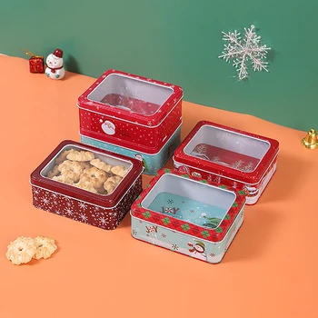 Vianočné Námestie Kovové Tinning Môžete Nastaviť Candy Box Darček Úložný Box Biscuit Môže Železa Môže Domáce Úložný Box