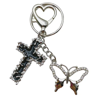 Iskrivý Diamant Motýľ Keyrings Vintage Thorn Kríž Keychain Šperky