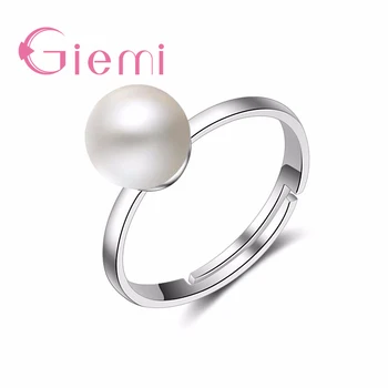 Nový Príchod Klasická Biela Perla Upraviť Prst Krúžky Kvalitné Pevné 925 Sterling Silver Šperky Pre Ženy, Dámy Veľkoobchod