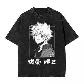 Katsuki Bakugo Môj Hrdina Akademickej Obce Tričko Hip Hop Umyté Bavlna T-Shirt Anime Novinka Muži Ženy Topy Streetwear Printed Tee Tričko