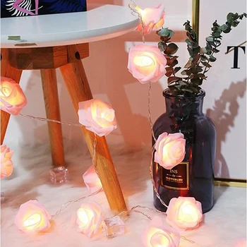 Ružové Ruže String Svetlá Pre Spálne Batérie Prevádzkované Kvet LED Svetlá Pre Mimo Romantický Domov internátu Festival Rozprávkových Svetiel